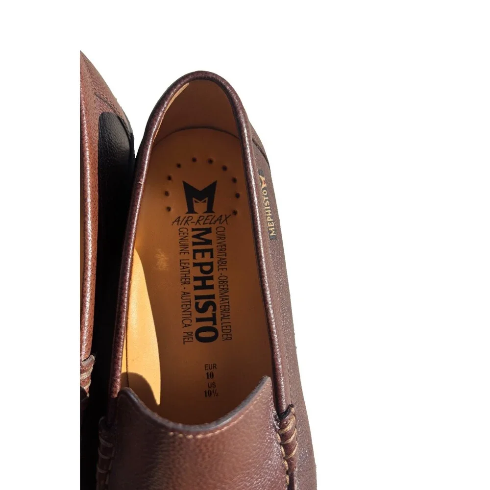 Mephisto Henri Brown Pebbled Leather Slip-On Loafer Moccasin Men's US 10.5